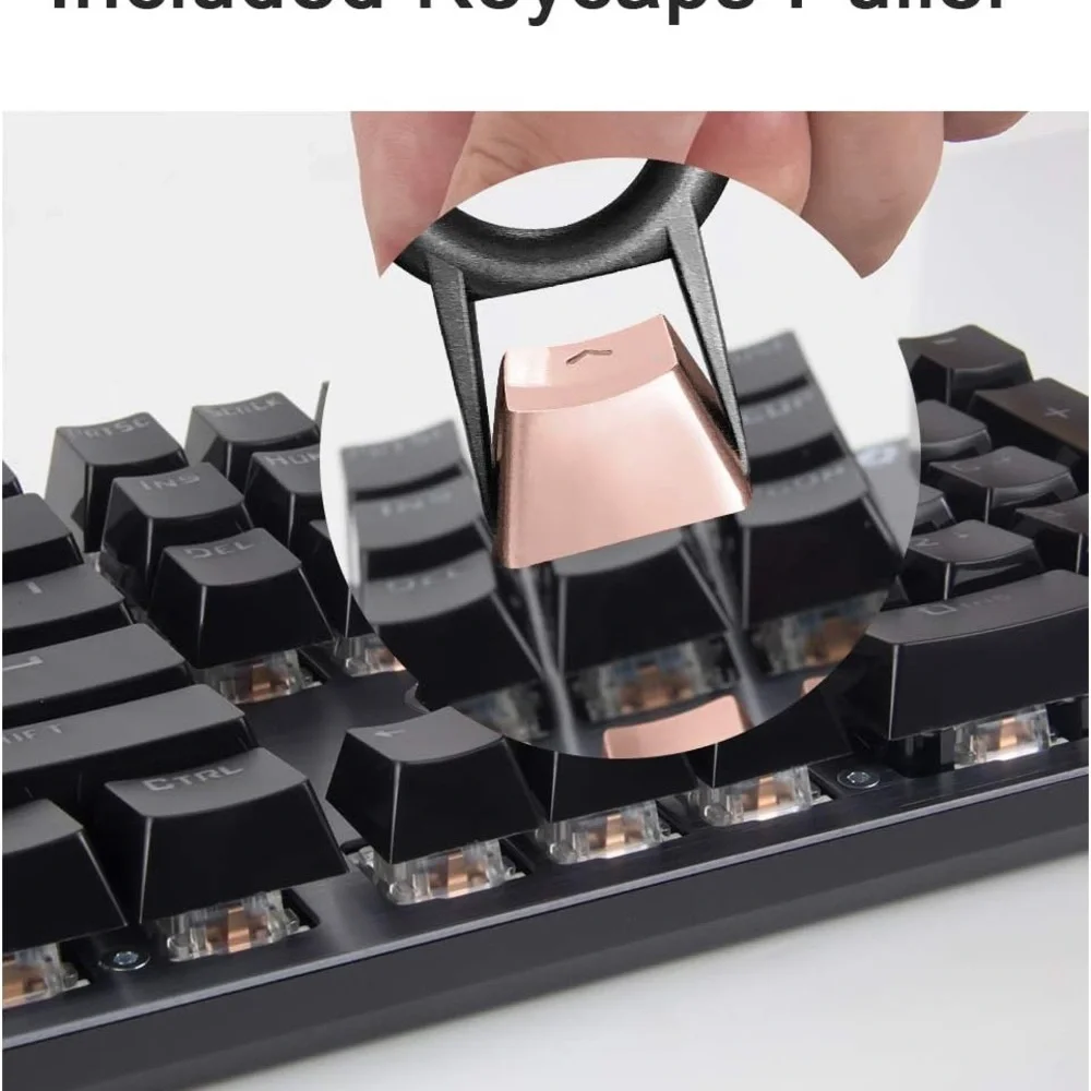Stainless Steel Metal Keycaps with Key Puller for Mechanical Keyboard Rose Gold